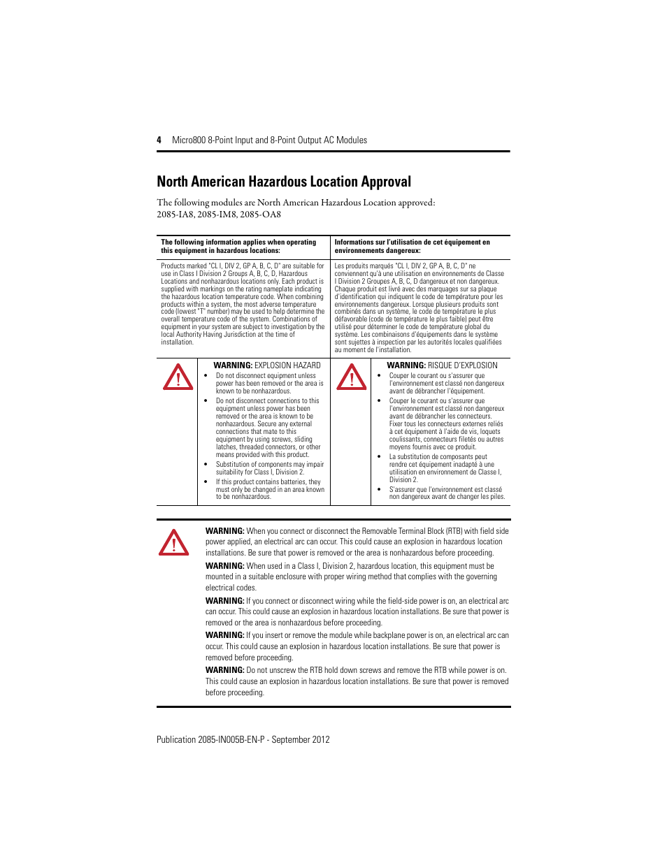 North american hazardous location approval | Rockwell Automation 2085-IA8_IM8_OA8 Micro800 8-Point Input and 8-Point Output AC Modules User Manual | Page 4 / 12