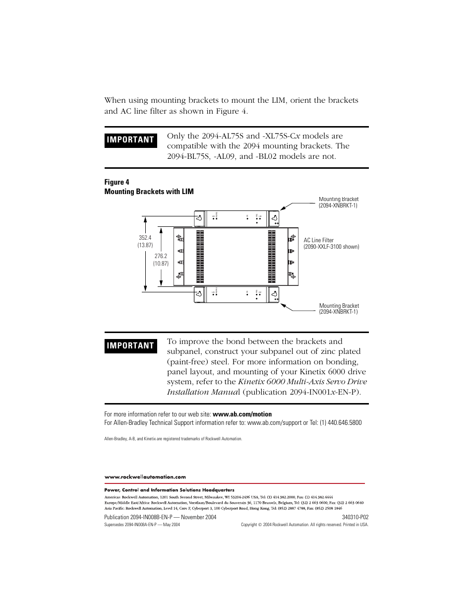 Back cover, Figure 4 mounting brackets with lim | Rockwell Automation 2094 2094 Mounting Bracket Installation Instructions User Manual | Page 4 / 4