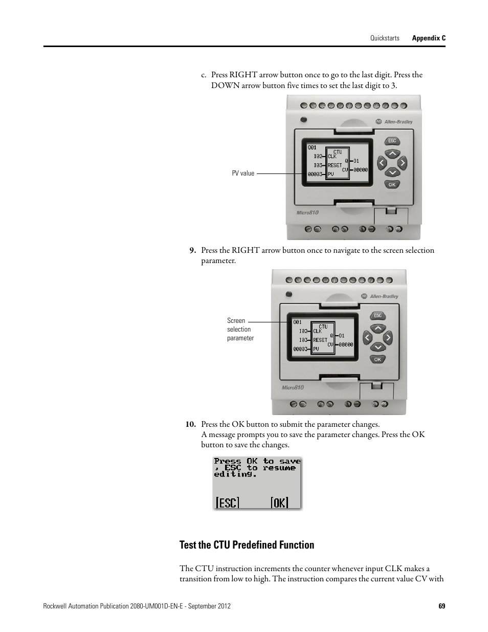 Test the ctu predefined function | Rockwell Automation 2080-LC10-12DWD Micro810 Programmable Controllers User Manual User Manual | Page 77 / 120