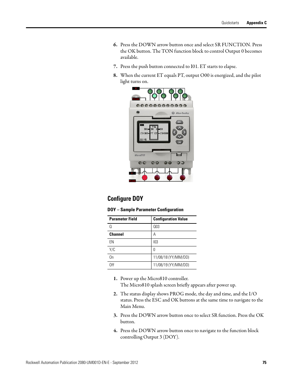 Configure doy | Rockwell Automation 2080-LC10-12DWD Micro810 Programmable Controllers User Manual User Manual | Page 83 / 120