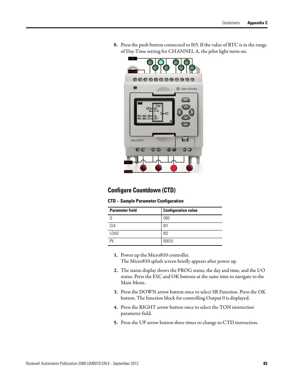 Configure countdown (ctd) | Rockwell Automation 2080-LC10-12DWD Micro810 Programmable Controllers User Manual User Manual | Page 91 / 120
