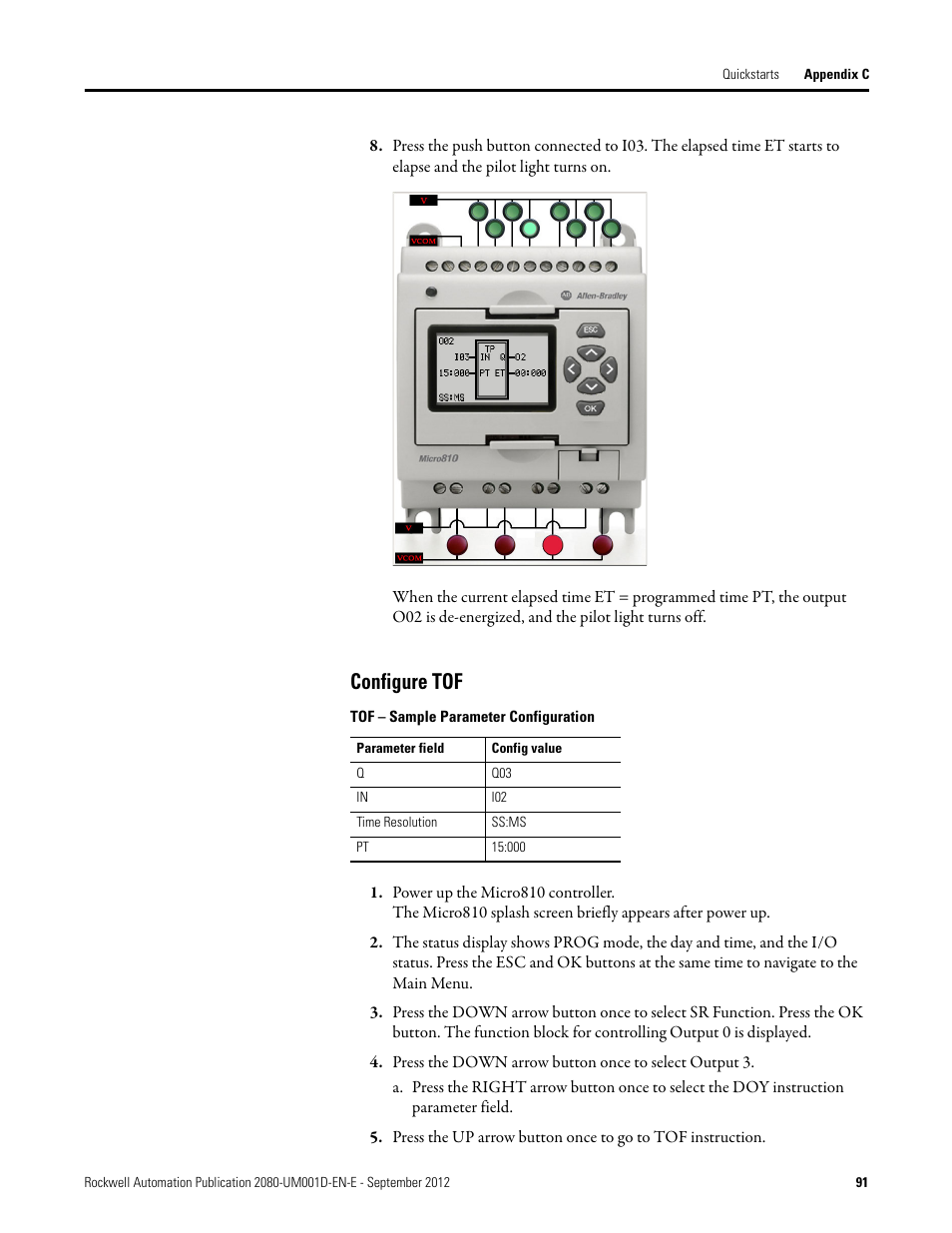 Configure tof | Rockwell Automation 2080-LC10-12DWD Micro810 Programmable Controllers User Manual User Manual | Page 99 / 120