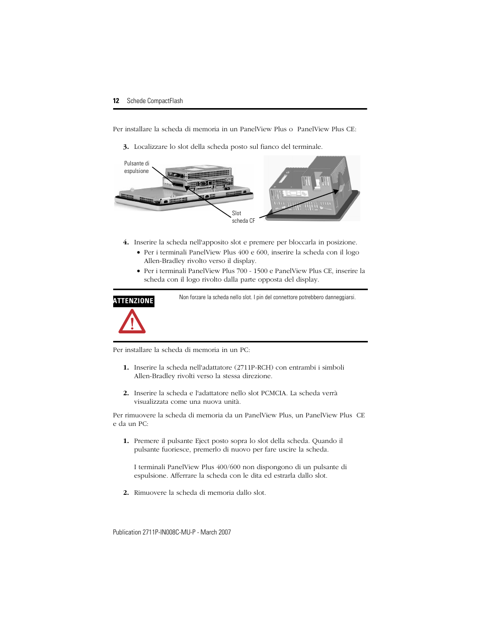 Rockwell Automation 2711P-RCH Compact Flash Cards User Manual | Page 12 / 16