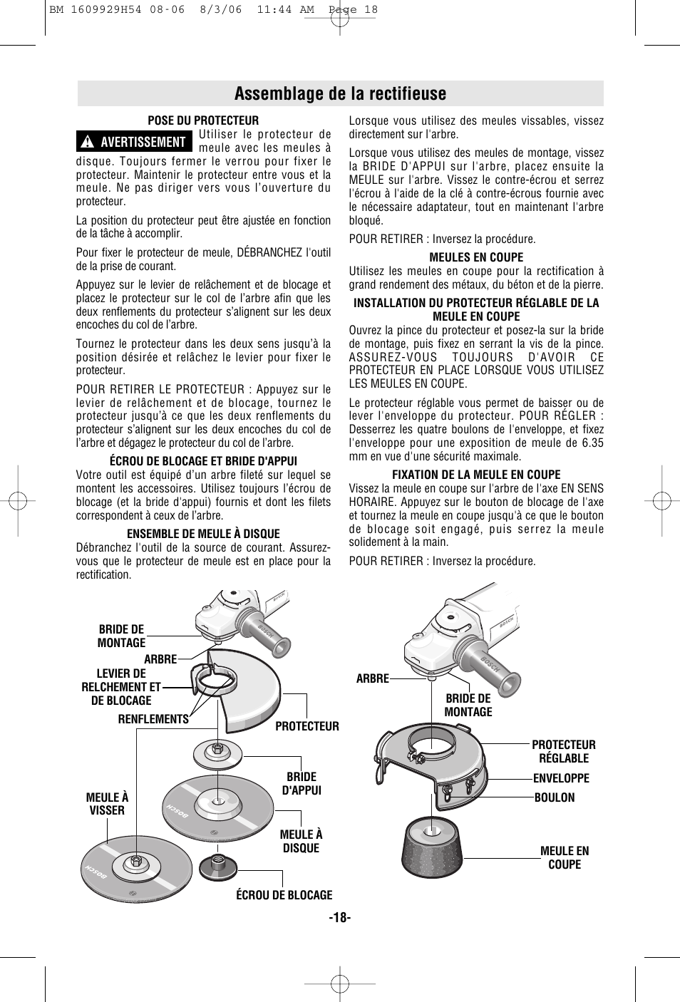 Assemblage de la rectifieuse | Bosch 1894-6 User Manual | Page 18 / 36