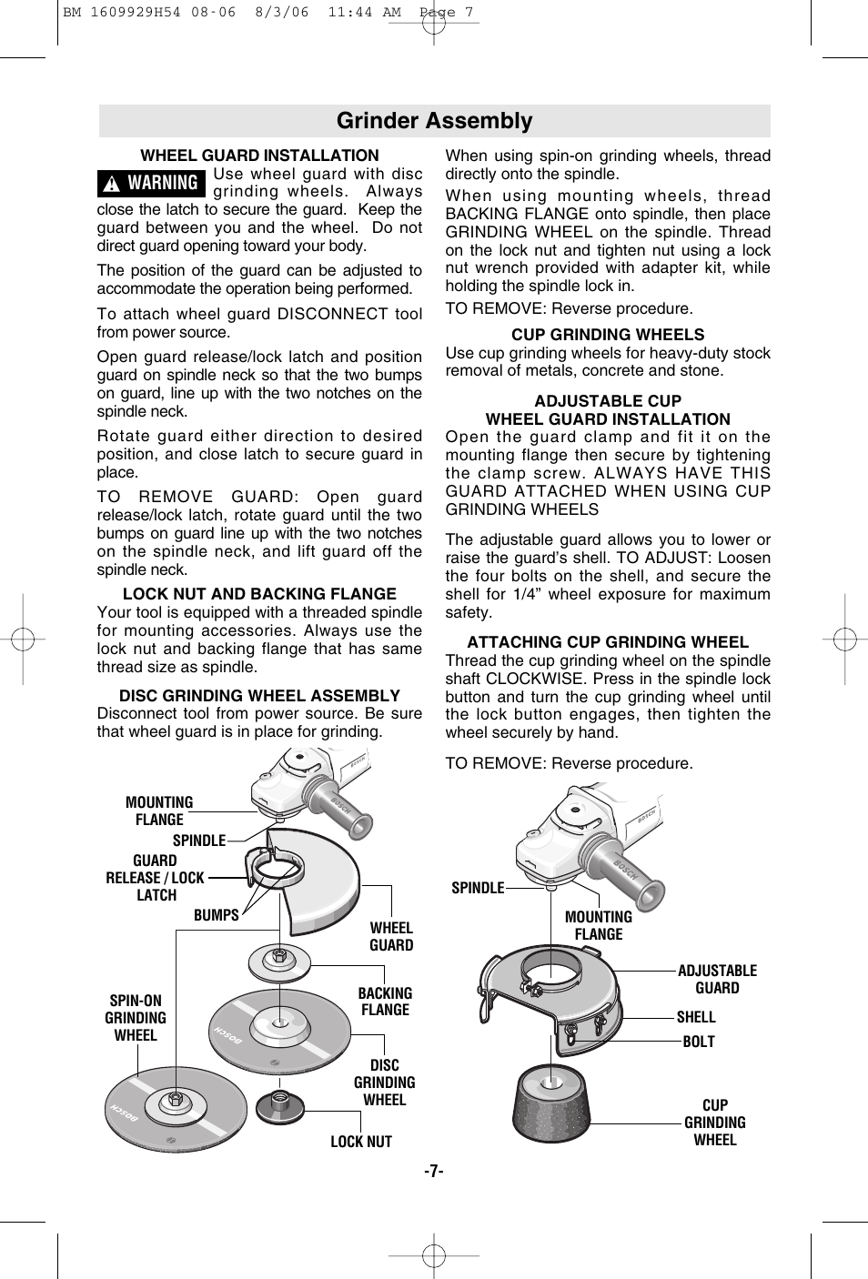 Grinder assembly | Bosch 1894-6 User Manual | Page 7 / 36