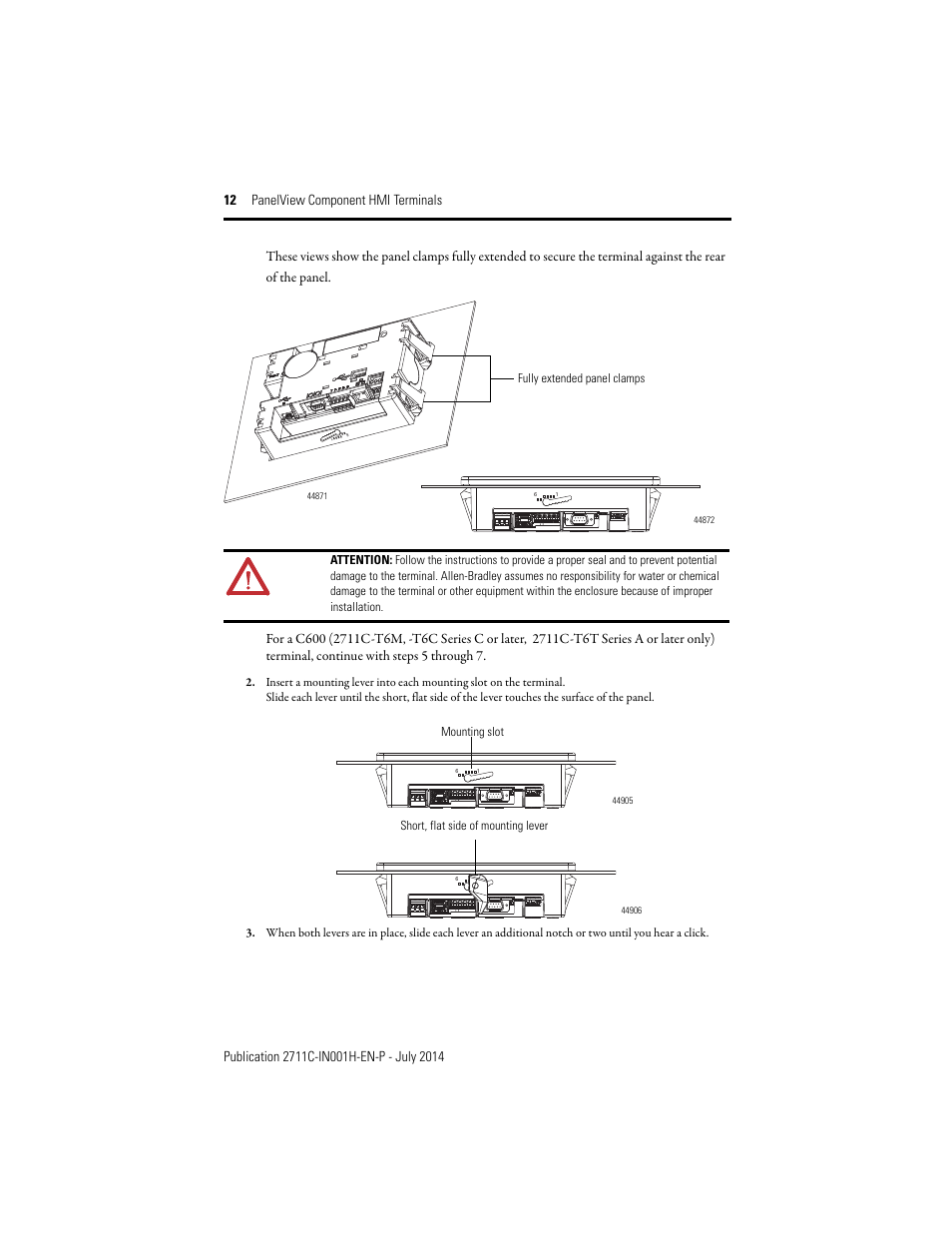 Rockwell Automation 2711C-xxxx PanelView Component HMI Terminals Installation Instructions User Manual | Page 12 / 36