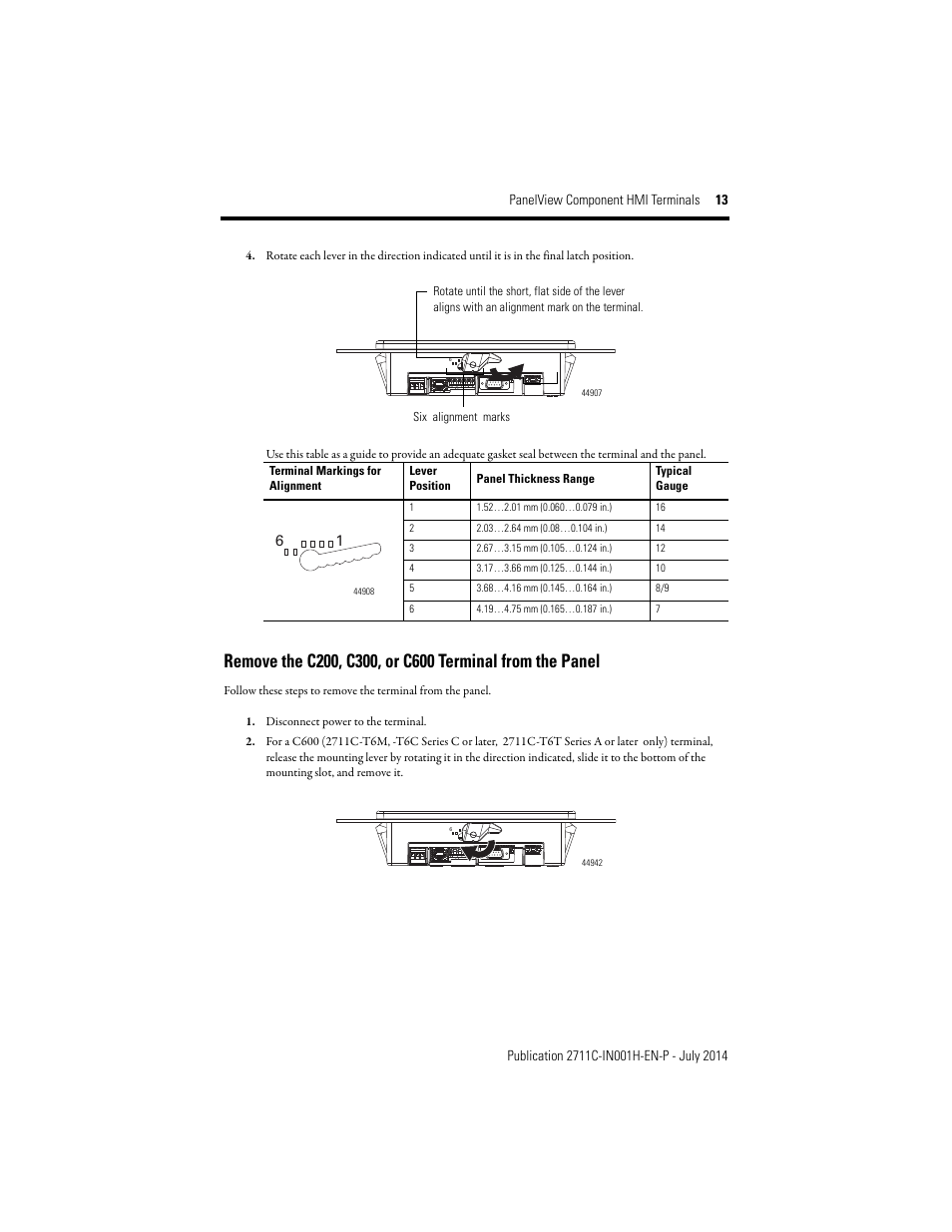 Rockwell Automation 2711C-xxxx PanelView Component HMI Terminals Installation Instructions User Manual | Page 13 / 36