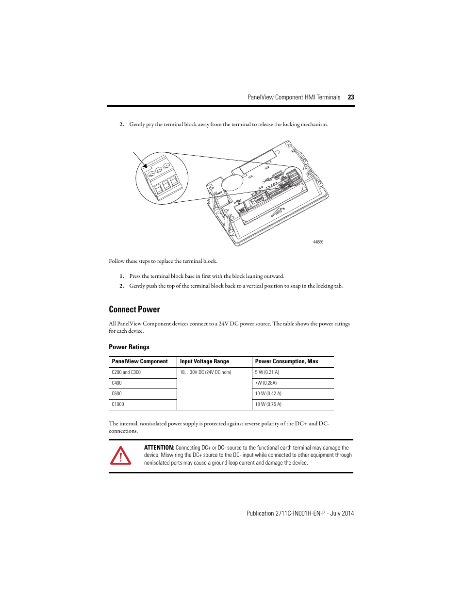 Connect power | Rockwell Automation 2711C-xxxx PanelView Component HMI Terminals Installation Instructions User Manual | Page 23 / 36
