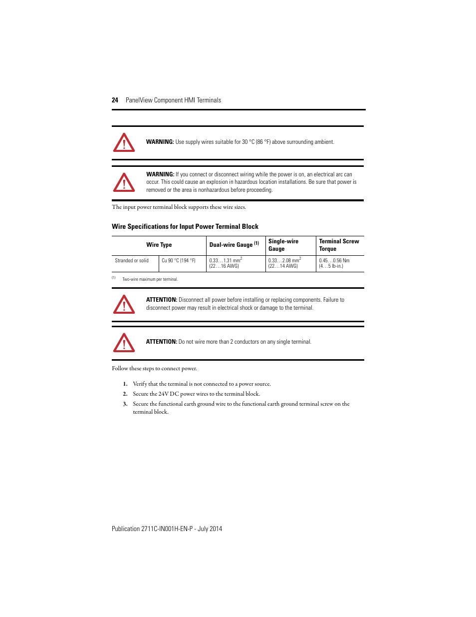 Rockwell Automation 2711C-xxxx PanelView Component HMI Terminals Installation Instructions User Manual | Page 24 / 36