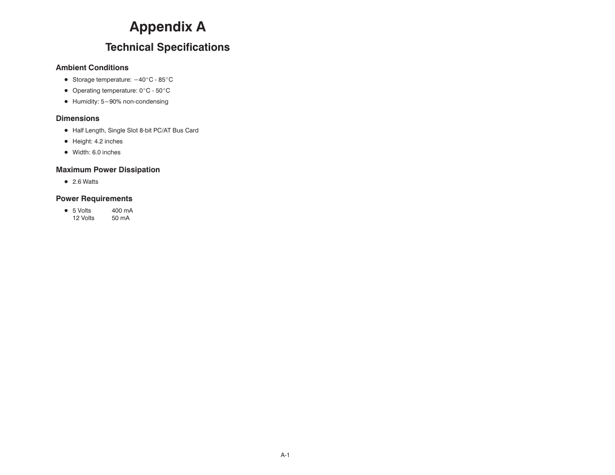 A technical specifications, Appendix a, Technical specifications | Rockwell Automation 57C445 AutoMax PC Link Interface Module User Manual | Page 27 / 52