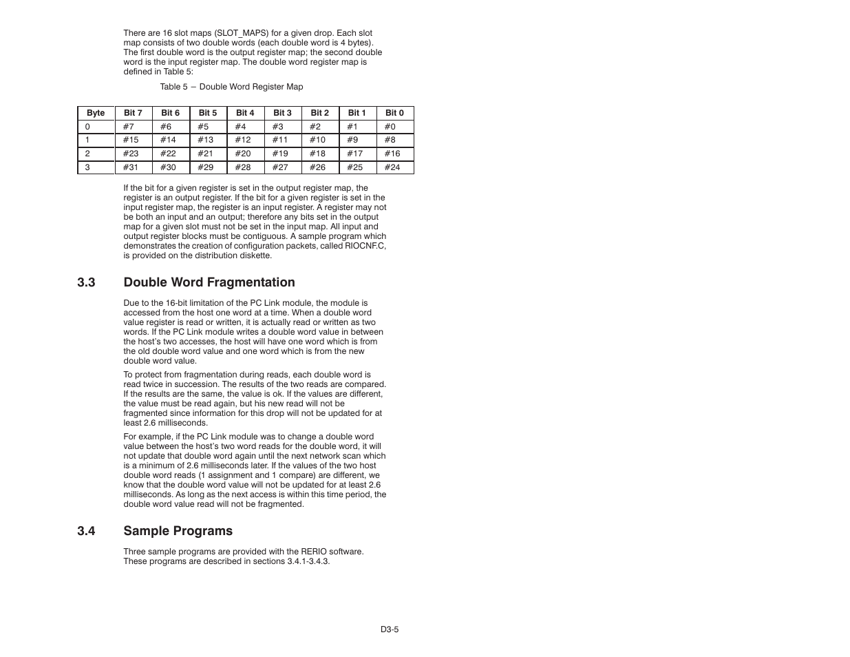 3 double word fragmentation, 4 sample programs | Rockwell Automation 57C445 AutoMax PC Link Interface Module User Manual | Page 45 / 52