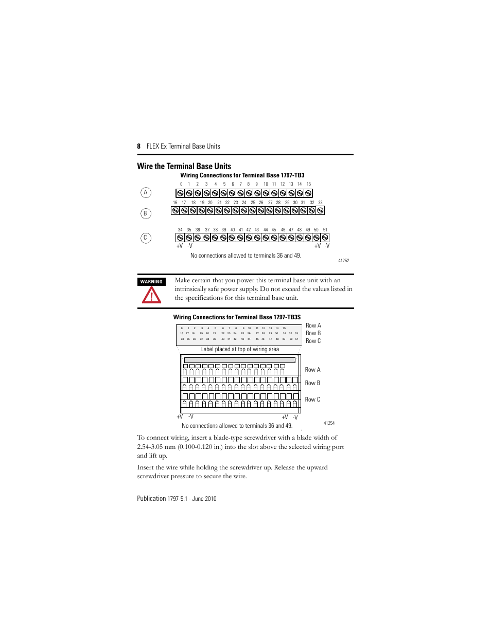 Wire the terminal base units, 8 flex ex terminal base units publication | Rockwell Automation 1797-TB3S FLEX Ex Terminal Base User Manual | Page 8 / 20
