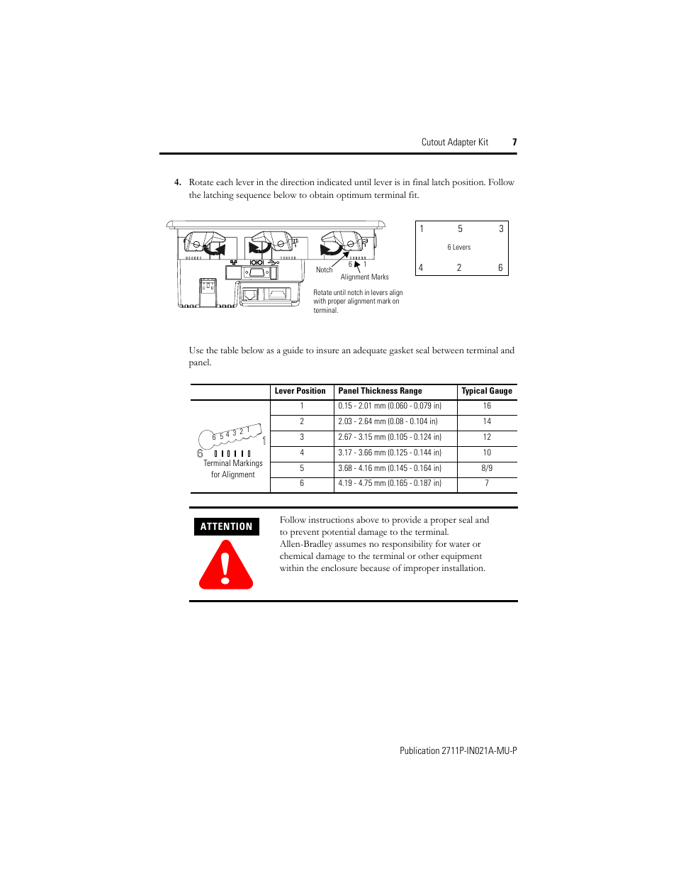 Rockwell Automation 2711P-RAK6 Cutout Adapter Kit for PVPlus 600 Keypad or Keypad Touch Terminals User Manual | Page 7 / 40