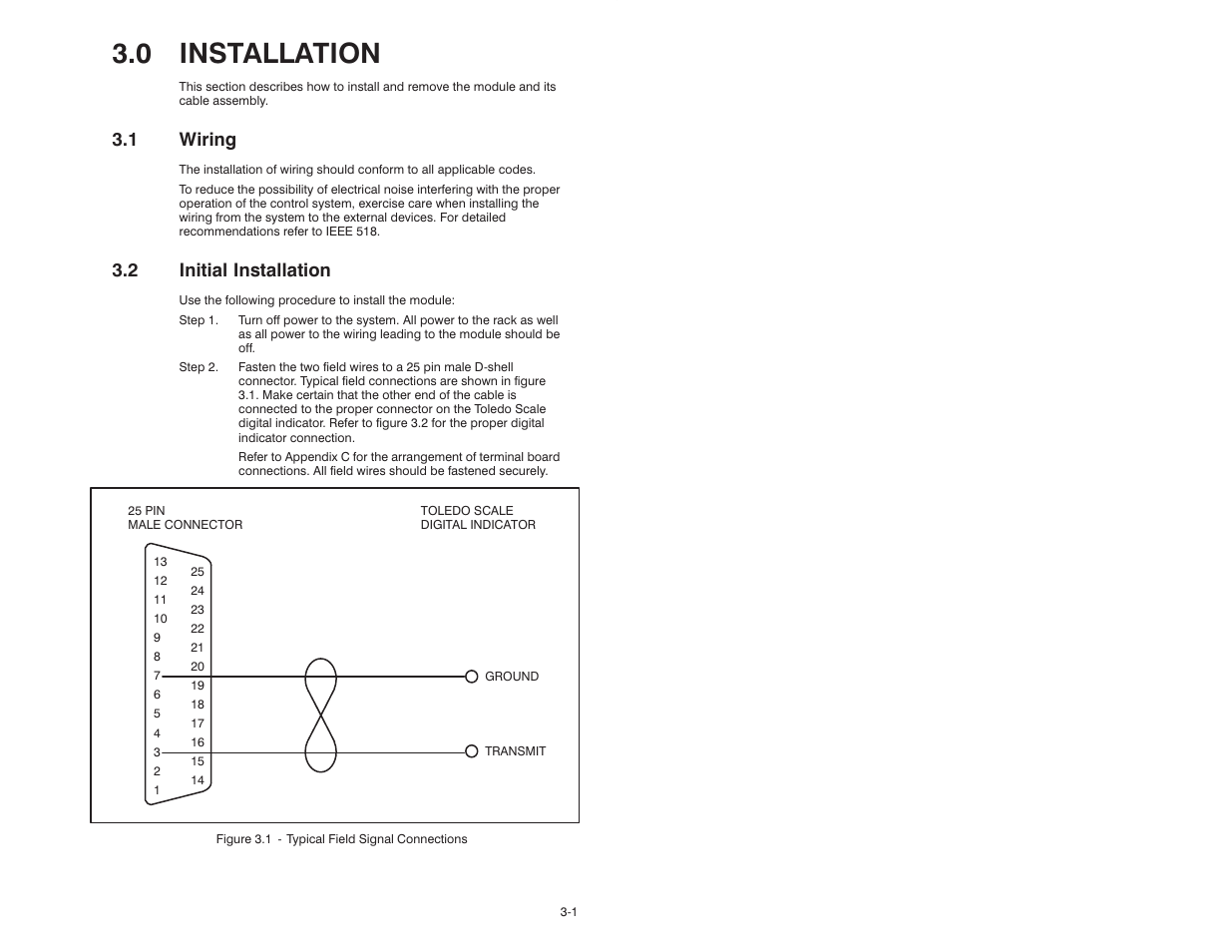 0 installation, 1 wiring, 2 initial installation | Rockwell Automation 57C428 Toledo Scale Interface Module User Manual | Page 13 / 42