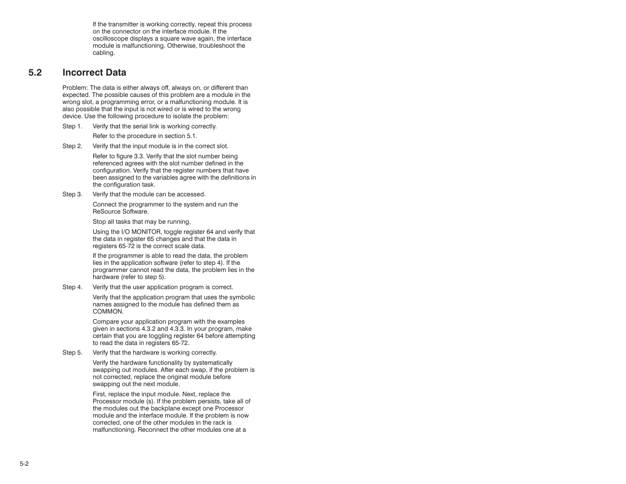 2 incorrect data | Rockwell Automation 57C428 Toledo Scale Interface Module User Manual | Page 28 / 42
