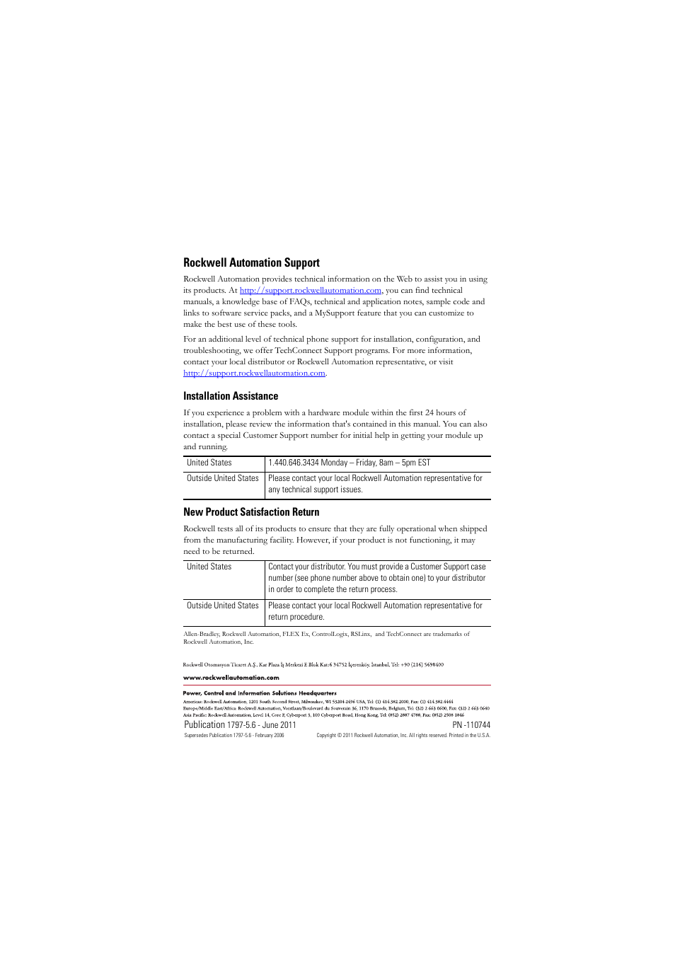 Back cover, Rockwell automation support | Rockwell Automation 1797-OB4D FLEX Ex 24V DC Nonisolated Source 4 Output Module User Manual | Page 30 / 30