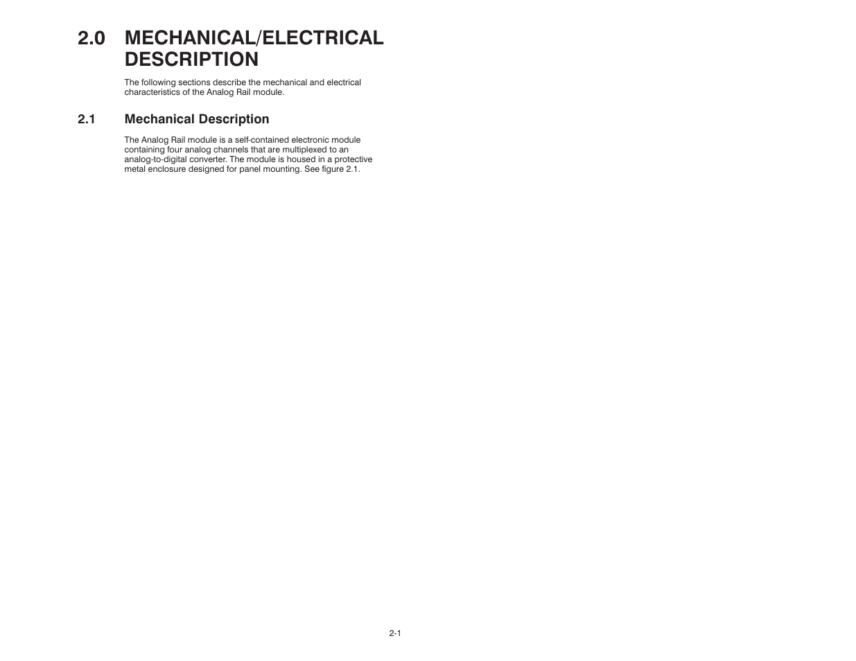 0 mechanical/electrical description, 1 mechanical description | Rockwell Automation 61C345 4 Input 4-20mA Analog Rail Module User Manual | Page 11 / 48