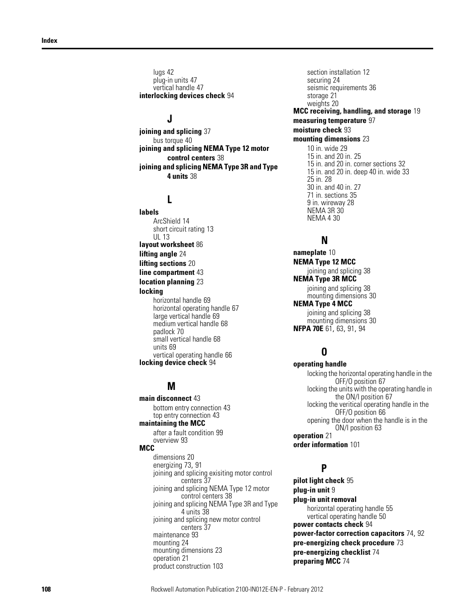 Rockwell Automation 2100 CENTERLINE Low Voltage Motor Control Centers  User Manual | Page 108 / 112