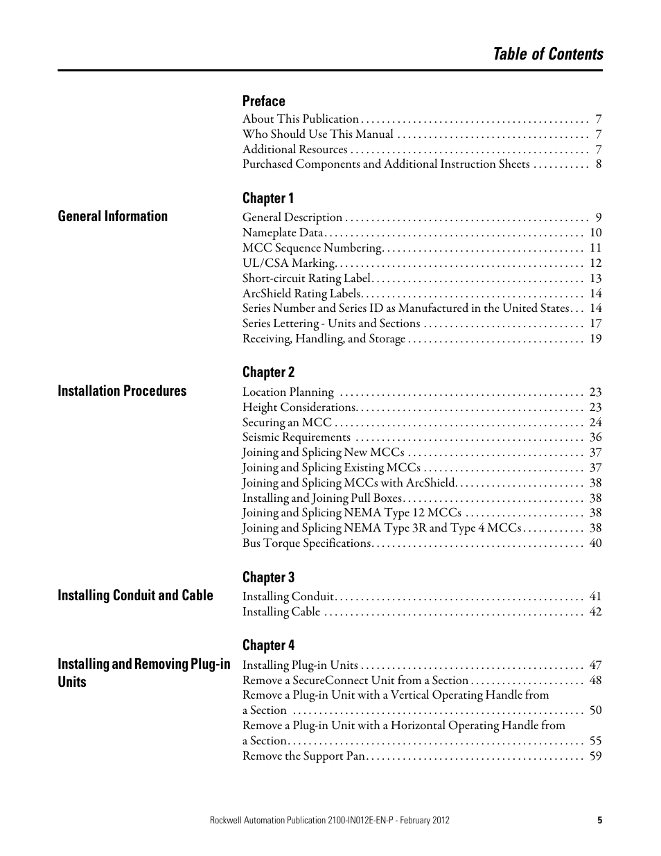 Rockwell Automation 2100 CENTERLINE Low Voltage Motor Control Centers  User Manual | Page 5 / 112