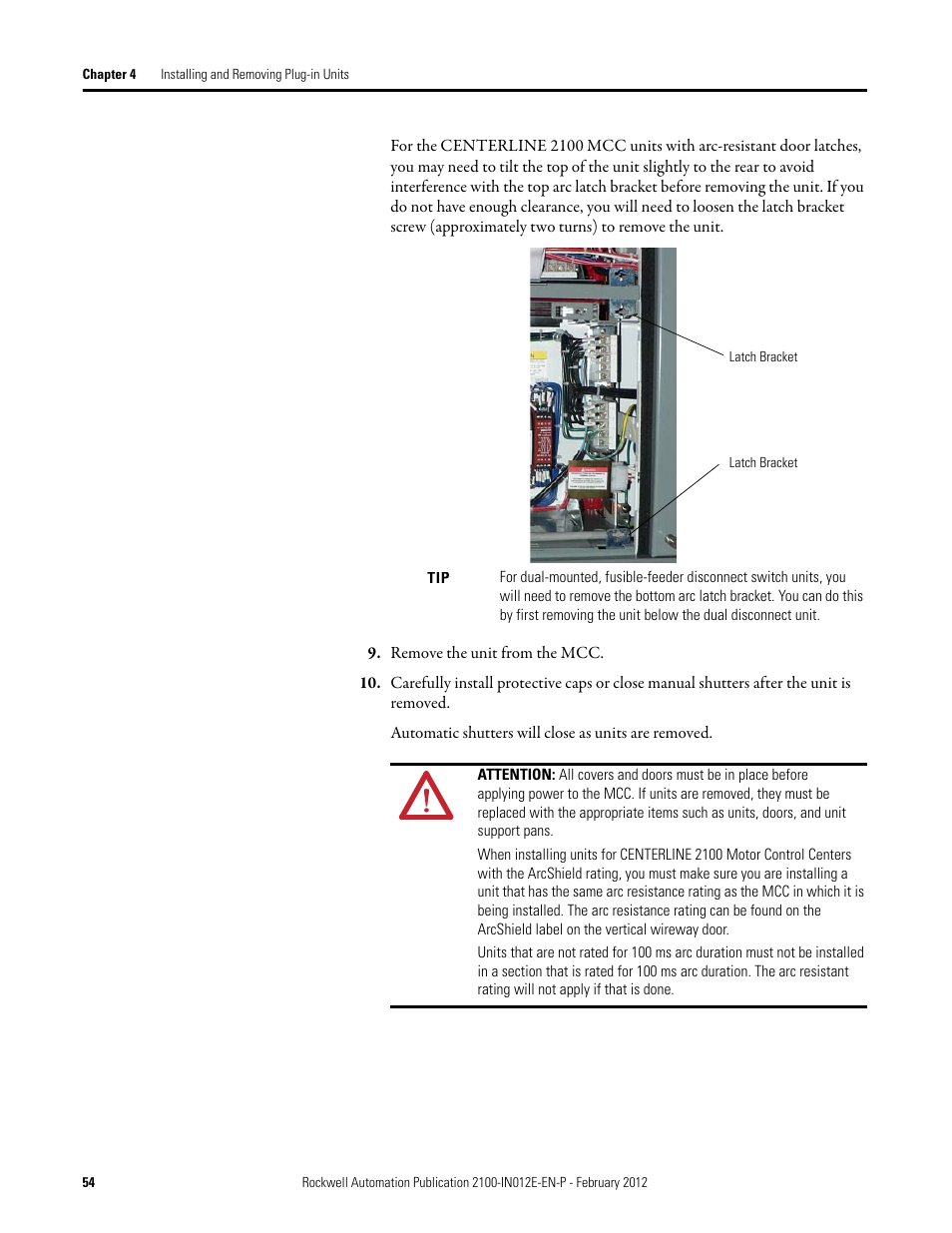 Rockwell Automation 2100 CENTERLINE Low Voltage Motor Control Centers  User Manual | Page 54 / 112