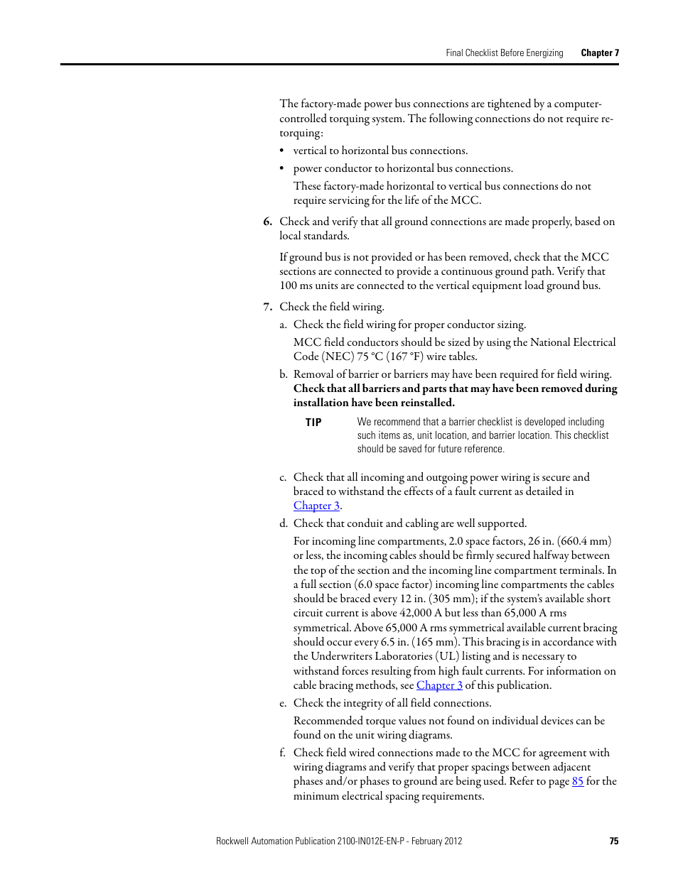 Rockwell Automation 2100 CENTERLINE Low Voltage Motor Control Centers  User Manual | Page 75 / 112