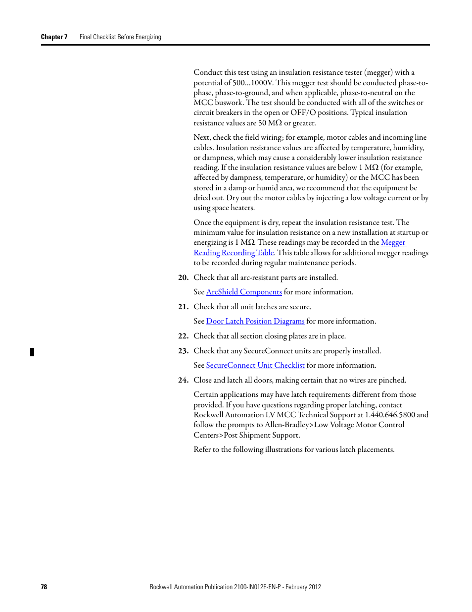 Rockwell Automation 2100 CENTERLINE Low Voltage Motor Control Centers  User Manual | Page 78 / 112