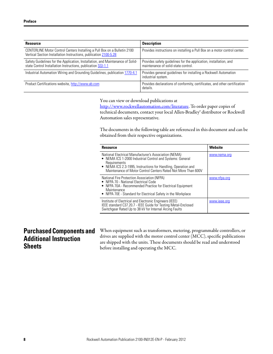 Rockwell Automation 2100 CENTERLINE Low Voltage Motor Control Centers  User Manual | Page 8 / 112