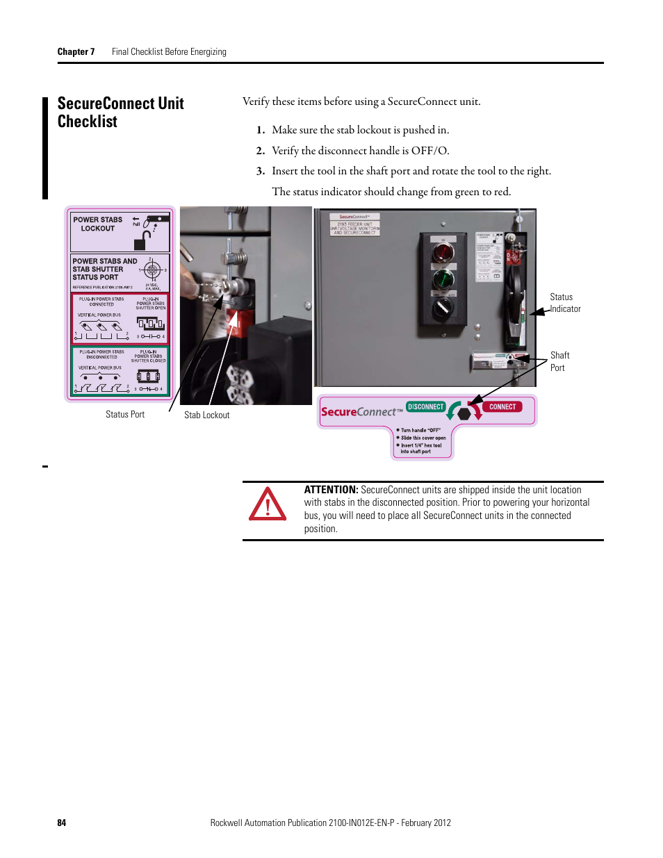 Secureconnect unit checklist | Rockwell Automation 2100 CENTERLINE Low Voltage Motor Control Centers  User Manual | Page 84 / 112