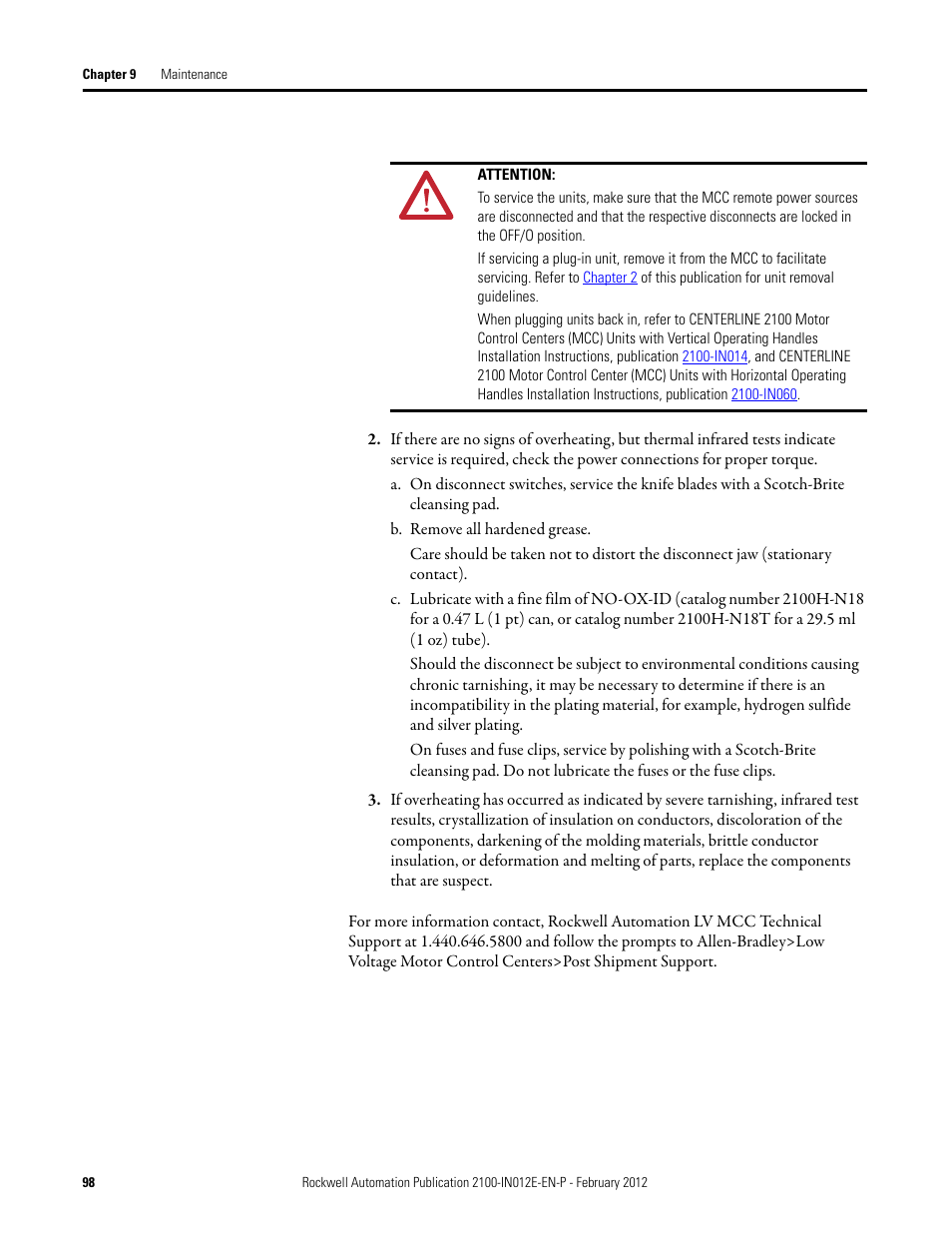 Rockwell Automation 2100 CENTERLINE Low Voltage Motor Control Centers  User Manual | Page 98 / 112