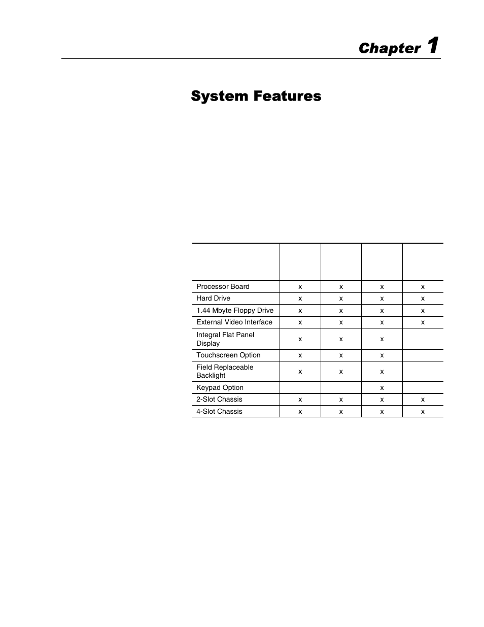 System features, Chapter, Chapter objectives rac6181 computer versions | Rockwell Automation 6181 Industrial Computer User Manual | Page 11 / 144