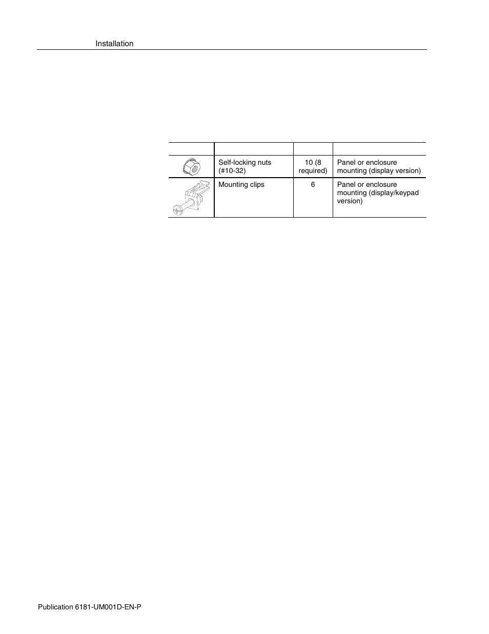 Mounting hardware tools required | Rockwell Automation 6181 Industrial Computer User Manual | Page 20 / 144