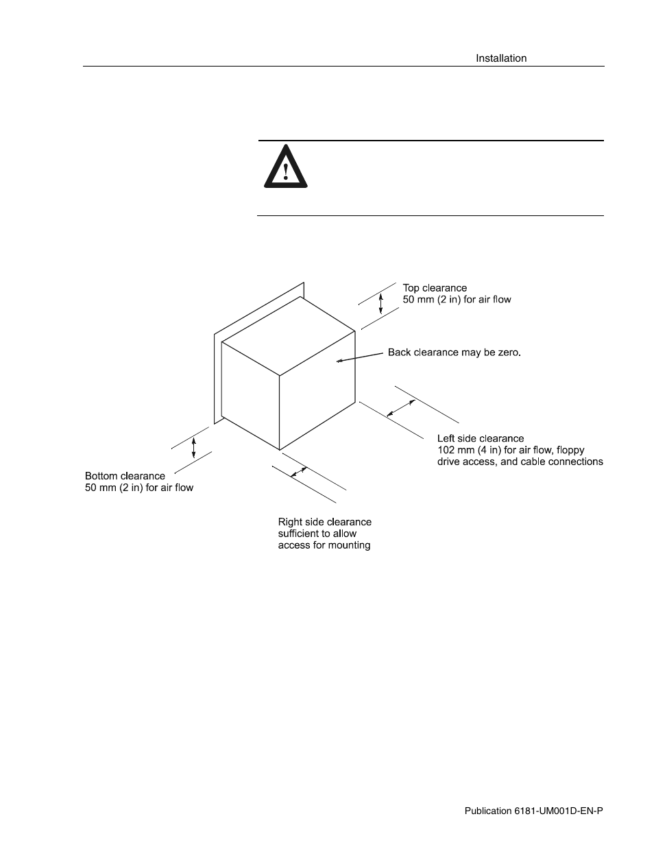 Mounting clearances | Rockwell Automation 6181 Industrial Computer User Manual | Page 21 / 144