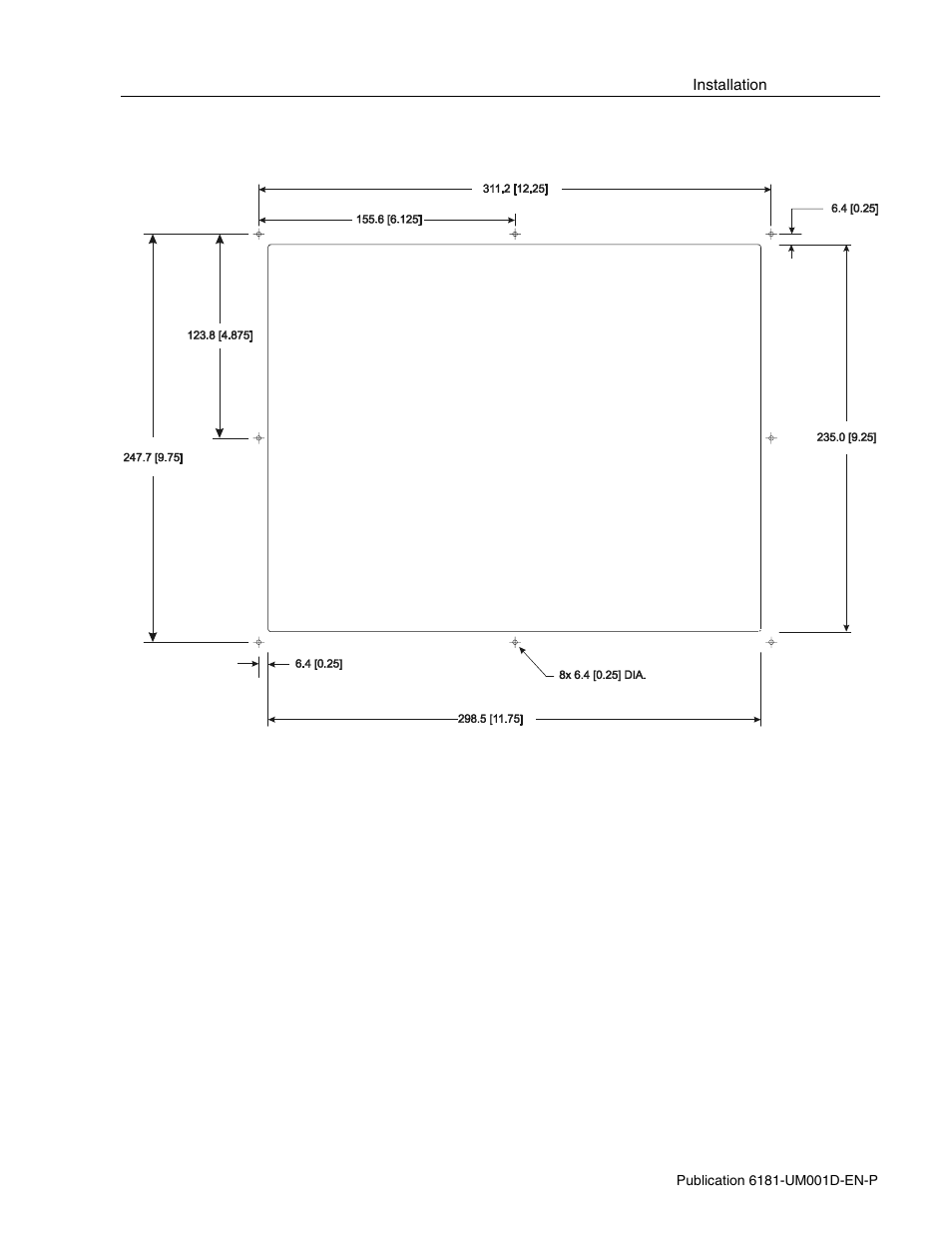 4 in. mounting cutout | Rockwell Automation 6181 Industrial Computer User Manual | Page 27 / 144