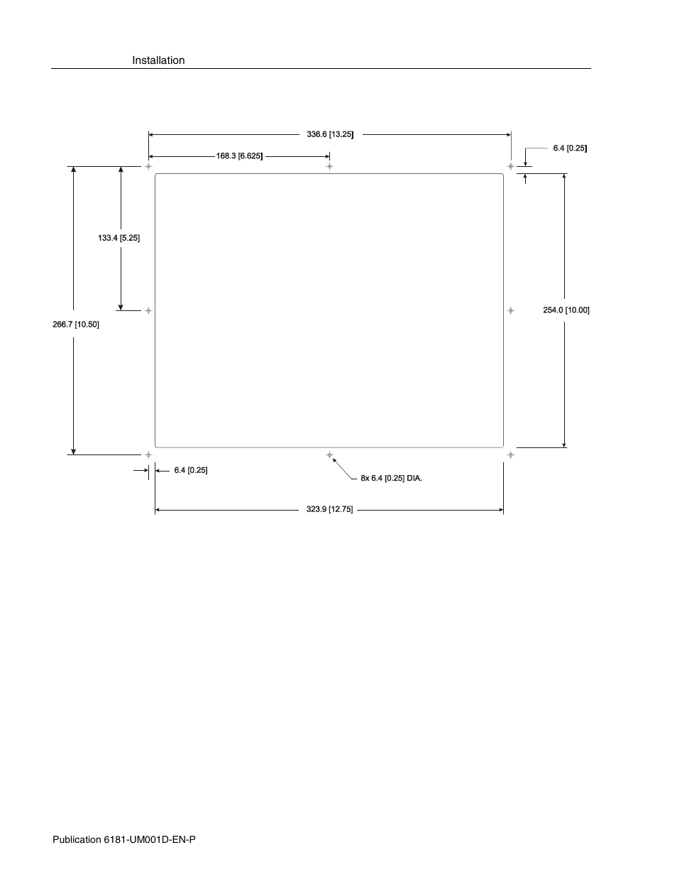 1 in. mounting cutout | Rockwell Automation 6181 Industrial Computer User Manual | Page 28 / 144