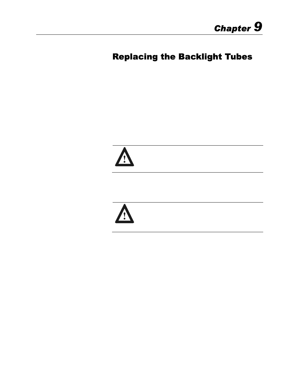 Replacing the backlight tubes, Chapter | Rockwell Automation 6181 Industrial Computer User Manual | Page 73 / 144