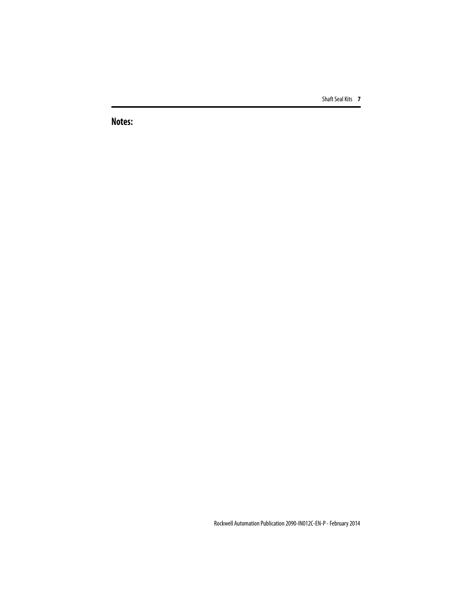 Rockwell Automation MPx-xxxx Shaft Seal Kit User Manual | Page 7 / 8
