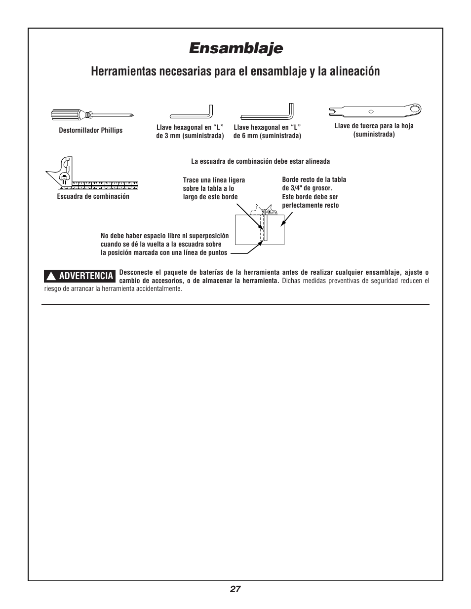 Ensamblaje | Bosch 3924B User Manual | Page 27 / 88