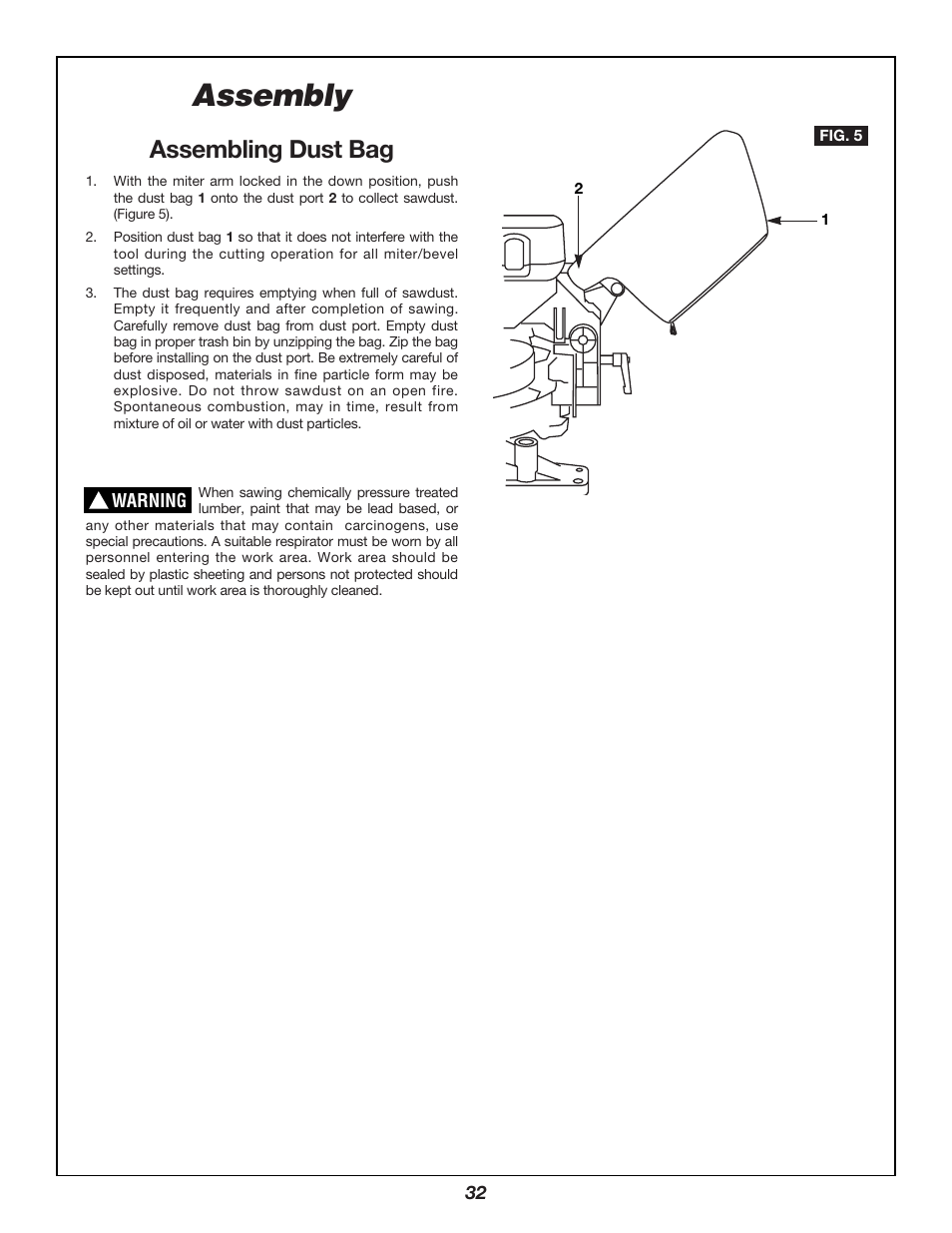 Assembly, Assembling dust bag | Bosch 3924B User Manual | Page 32 / 88