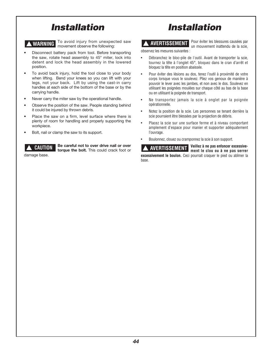 Installation | Bosch 3924B User Manual | Page 44 / 88