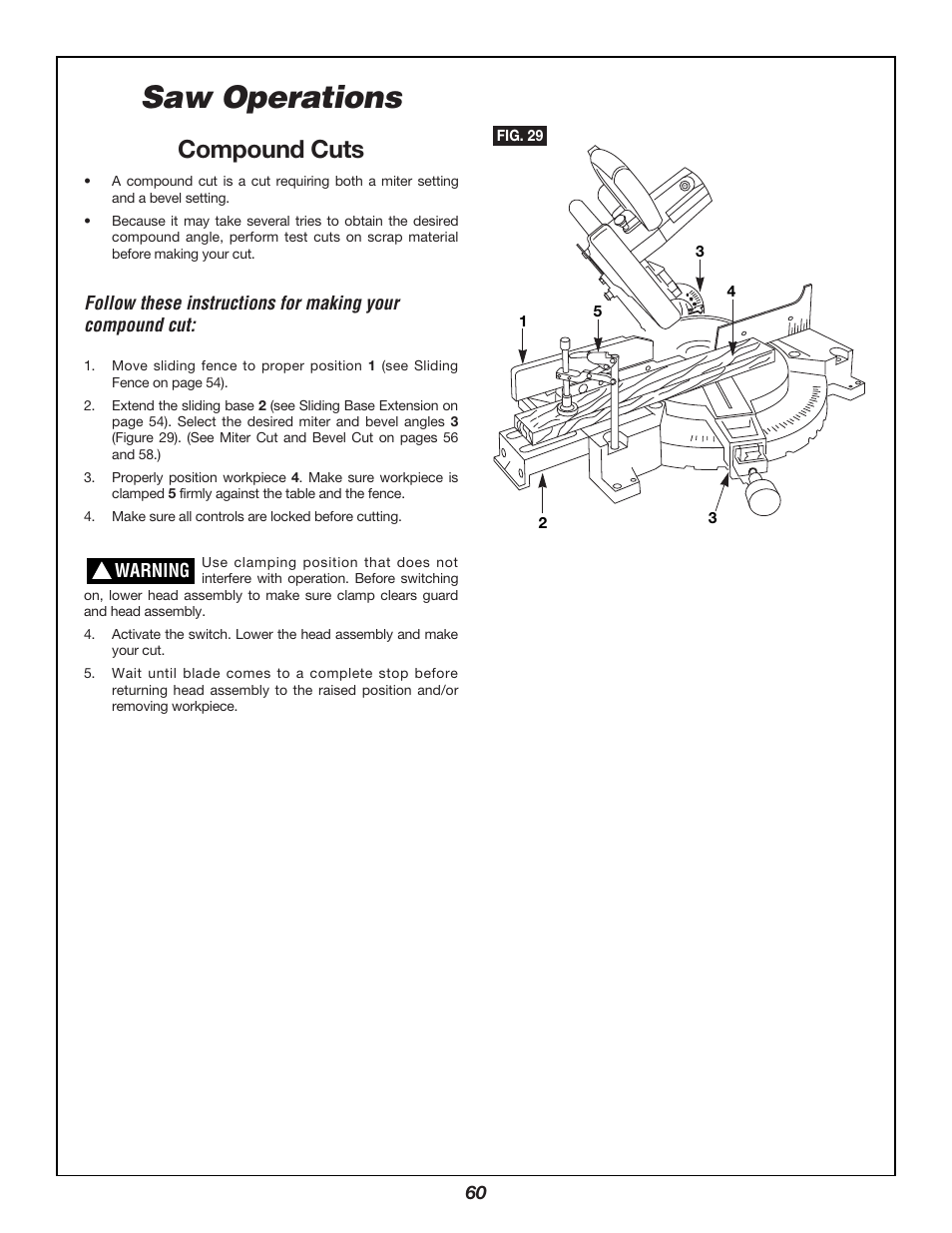 Saw operations, Compound cuts | Bosch 3924B User Manual | Page 60 / 88