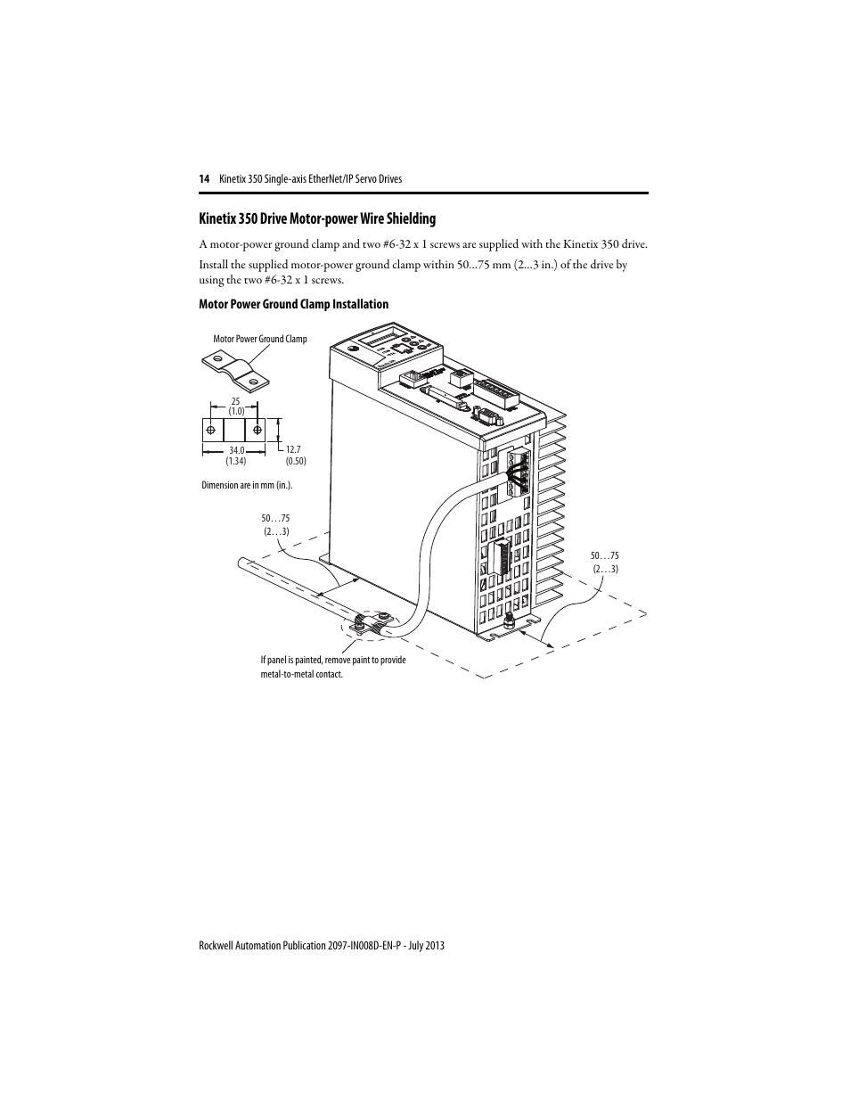 Kinetix 350 drive motor-power wire shielding | Rockwell Automation 2097-Vxxx Kinetix 350 Single-axis EtherNet/IP Servo Drive Installation Instruction User Manual | Page 14 / 16