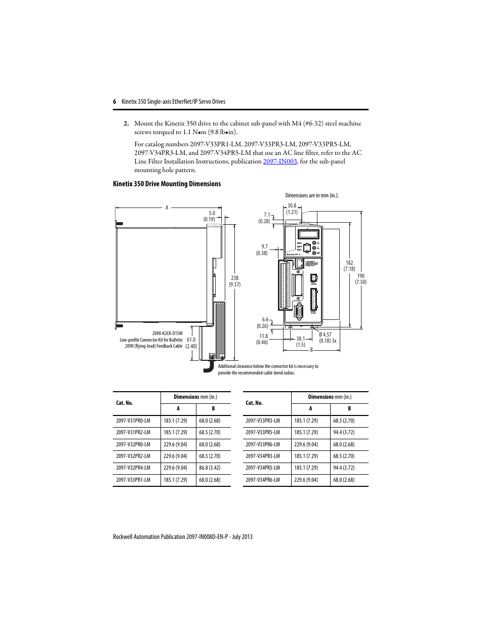 Rockwell Automation 2097-Vxxx Kinetix 350 Single-axis EtherNet/IP Servo Drive Installation Instruction User Manual | Page 6 / 16