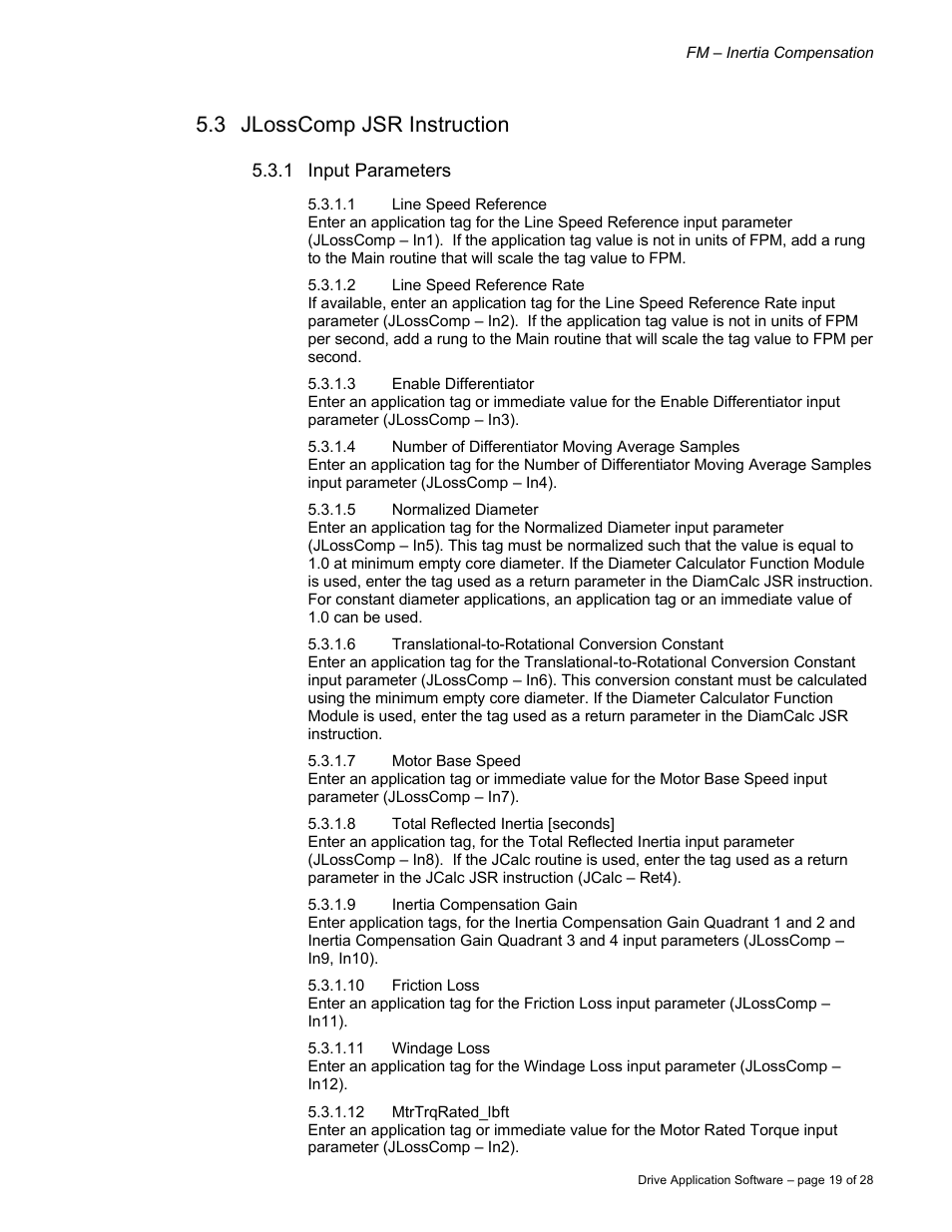 3 jlosscomp jsr instruction | Rockwell Automation 9329 Drive Application Software Inertia Comp Imperial Units User Manual | Page 19 / 28