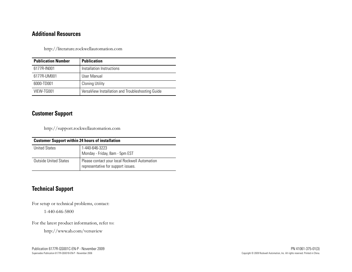 Additional resources, Customer support, Technical support | Rockwell Automation 6177R-R4PXP VersaView Light Industrial Non-Display Computers Quick Start User Manual | Page 2 / 2