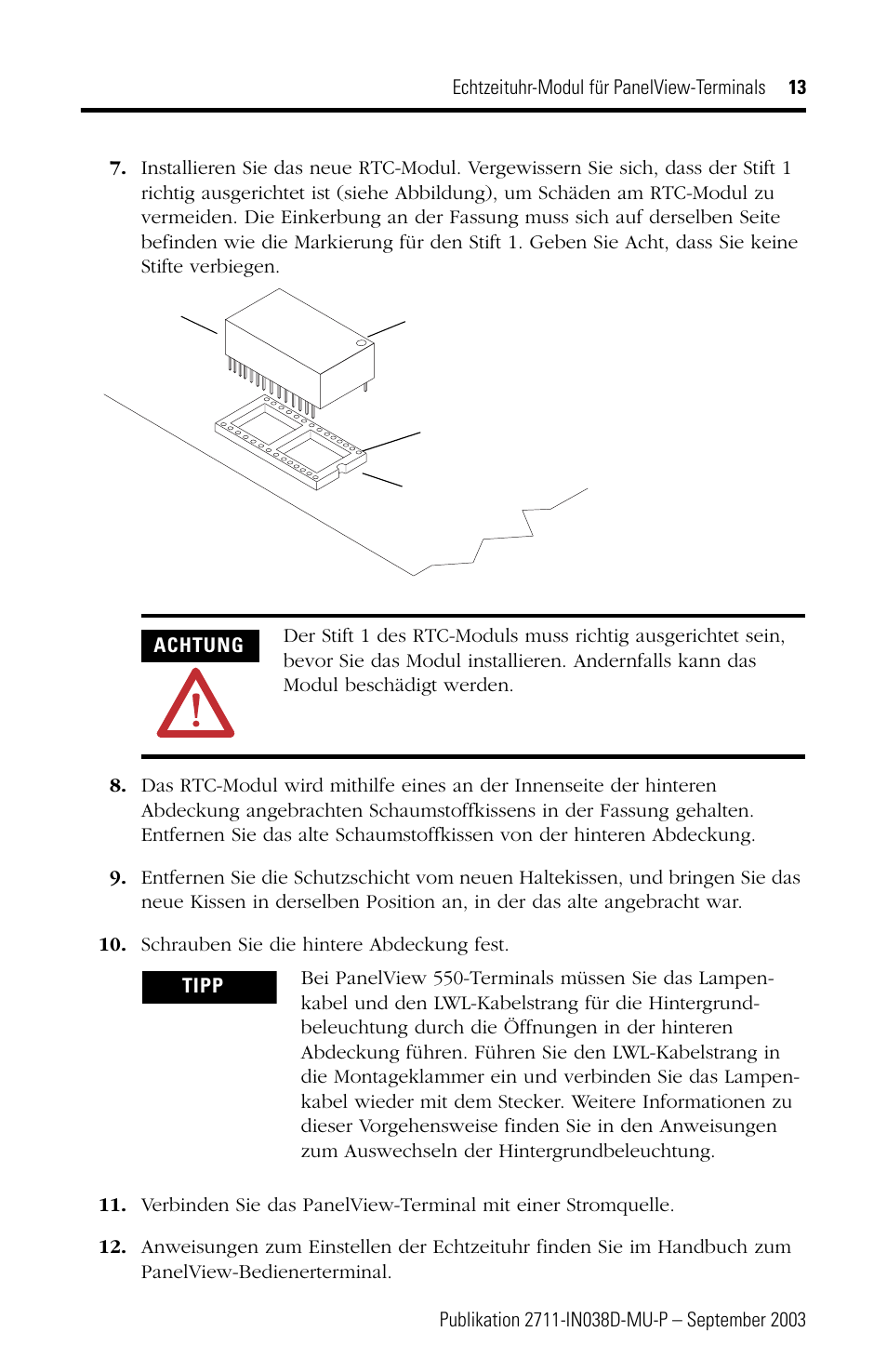 Rockwell Automation 2711-NB3 Real-Time Clock Module for PanelView Terminals User Manual | Page 13 / 24