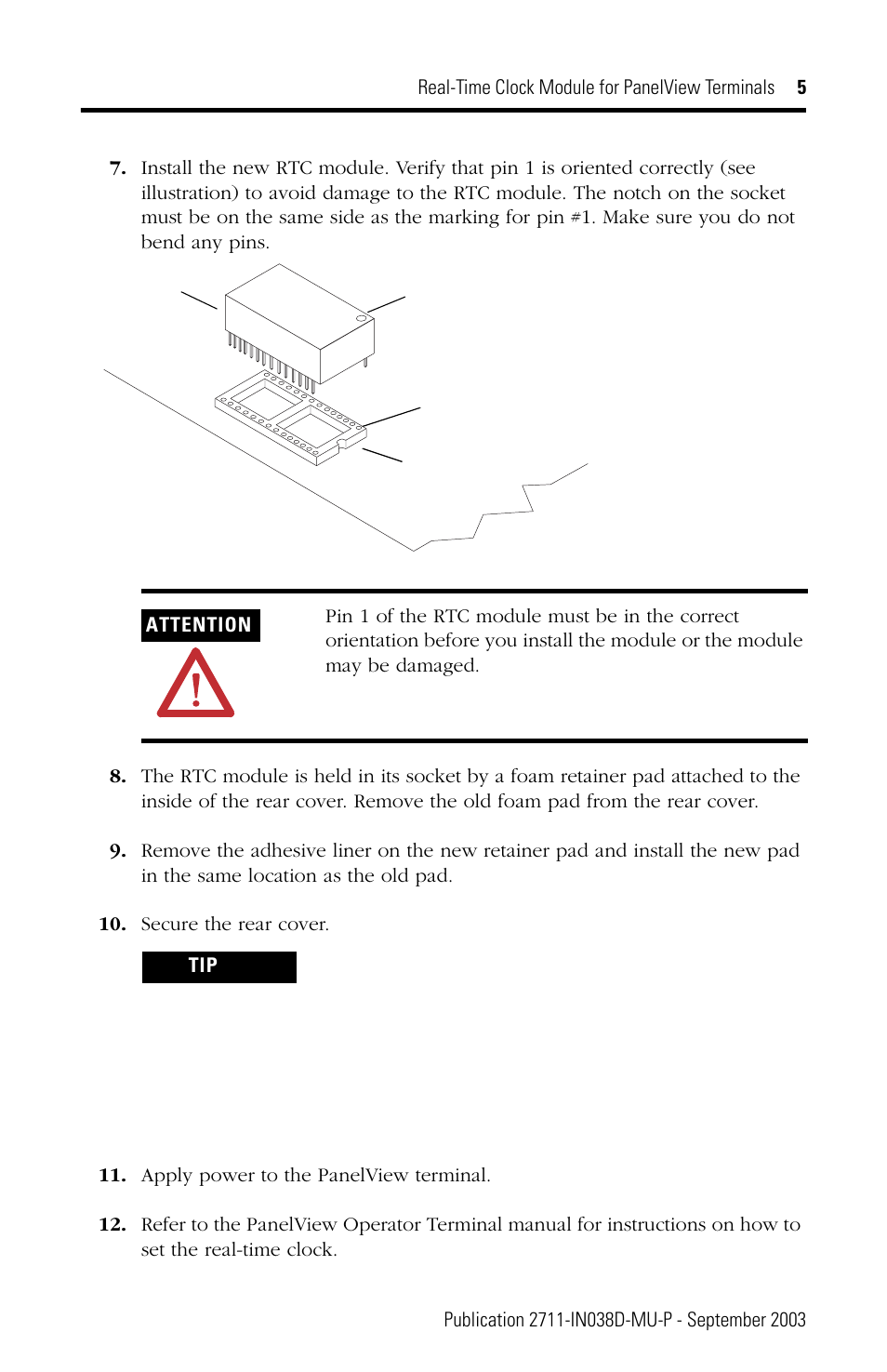 Rockwell Automation 2711-NB3 Real-Time Clock Module for PanelView Terminals User Manual | Page 5 / 24