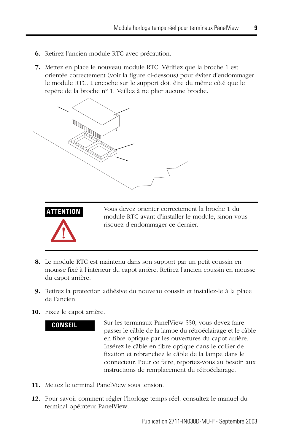 Rockwell Automation 2711-NB3 Real-Time Clock Module for PanelView Terminals User Manual | Page 9 / 24
