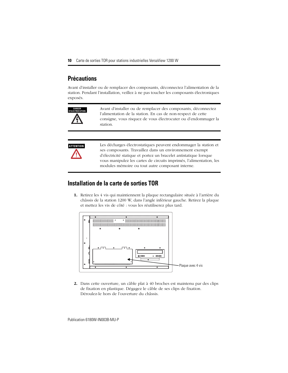 Précautions, Installation de la carte de sorties tor | Rockwell Automation 6189V-OB36 Digital Output Accessory Installation Instructions User Manual | Page 10 / 42
