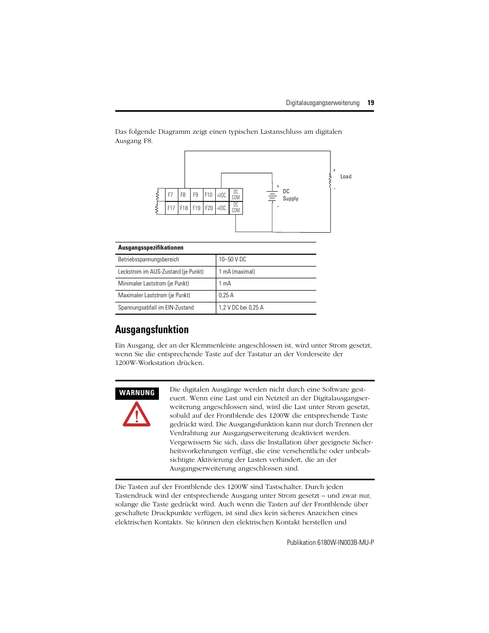 Ausgangsfunktion | Rockwell Automation 6189V-OB36 Digital Output Accessory Installation Instructions User Manual | Page 19 / 42