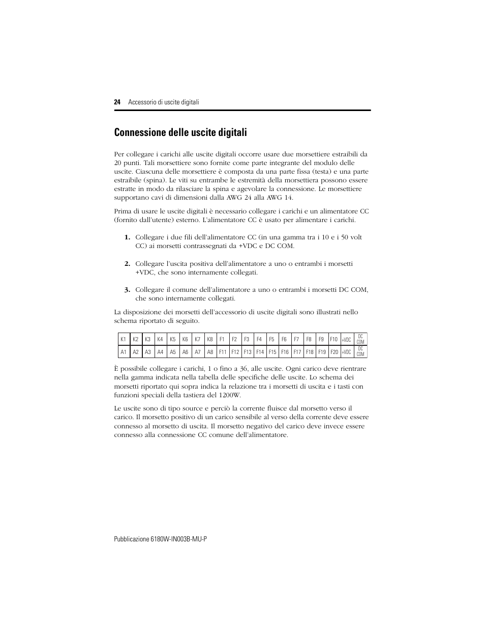 Connessione delle uscite digitali | Rockwell Automation 6189V-OB36 Digital Output Accessory Installation Instructions User Manual | Page 24 / 42